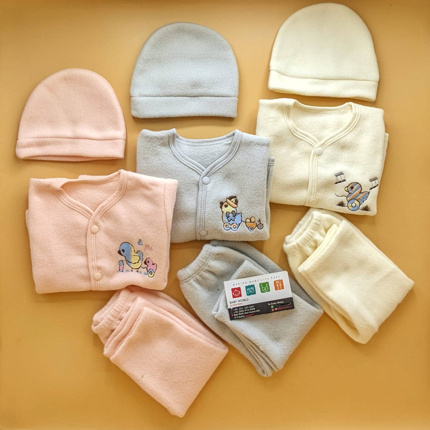 Pack of 3 Suits with Cap - Winter - Beige/Grey/Peach