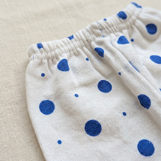Blue-dot pajama detail