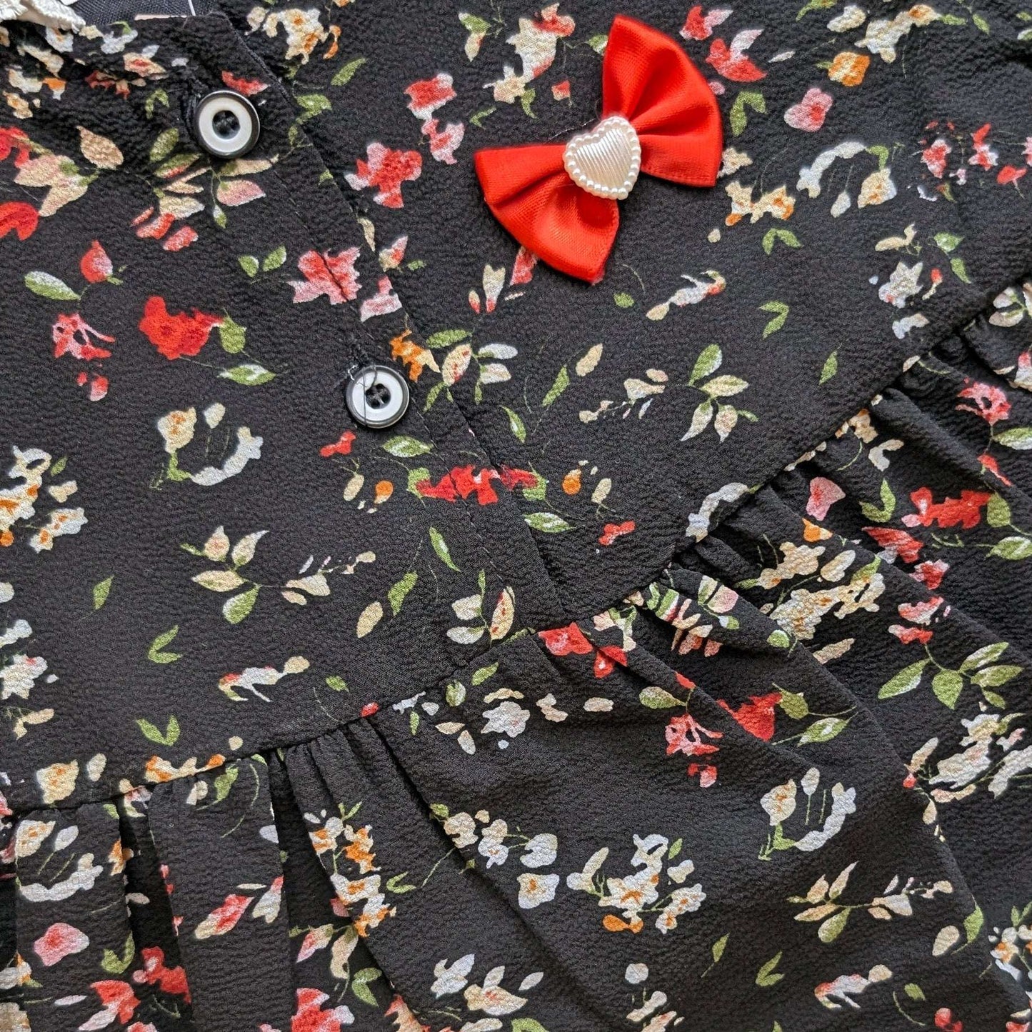 Frock with Pants - Floral - Black