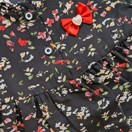 Frock with Pants - Floral - Black