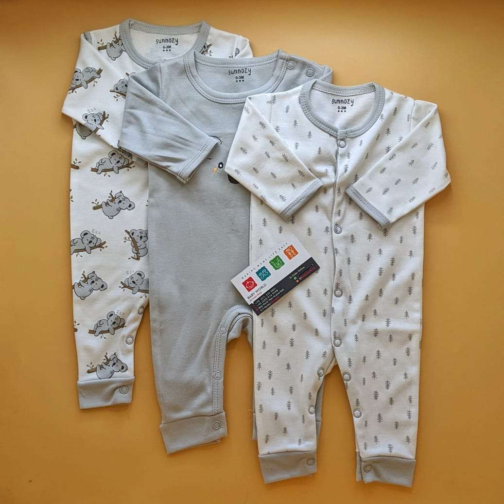Pack of 3 Rompers/Sleep Suits - Grey - Koala π¨