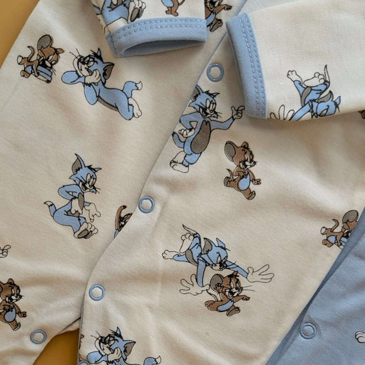 Pack of 3 Rompers/Sleep Suits - Tom & Jerry - Blue