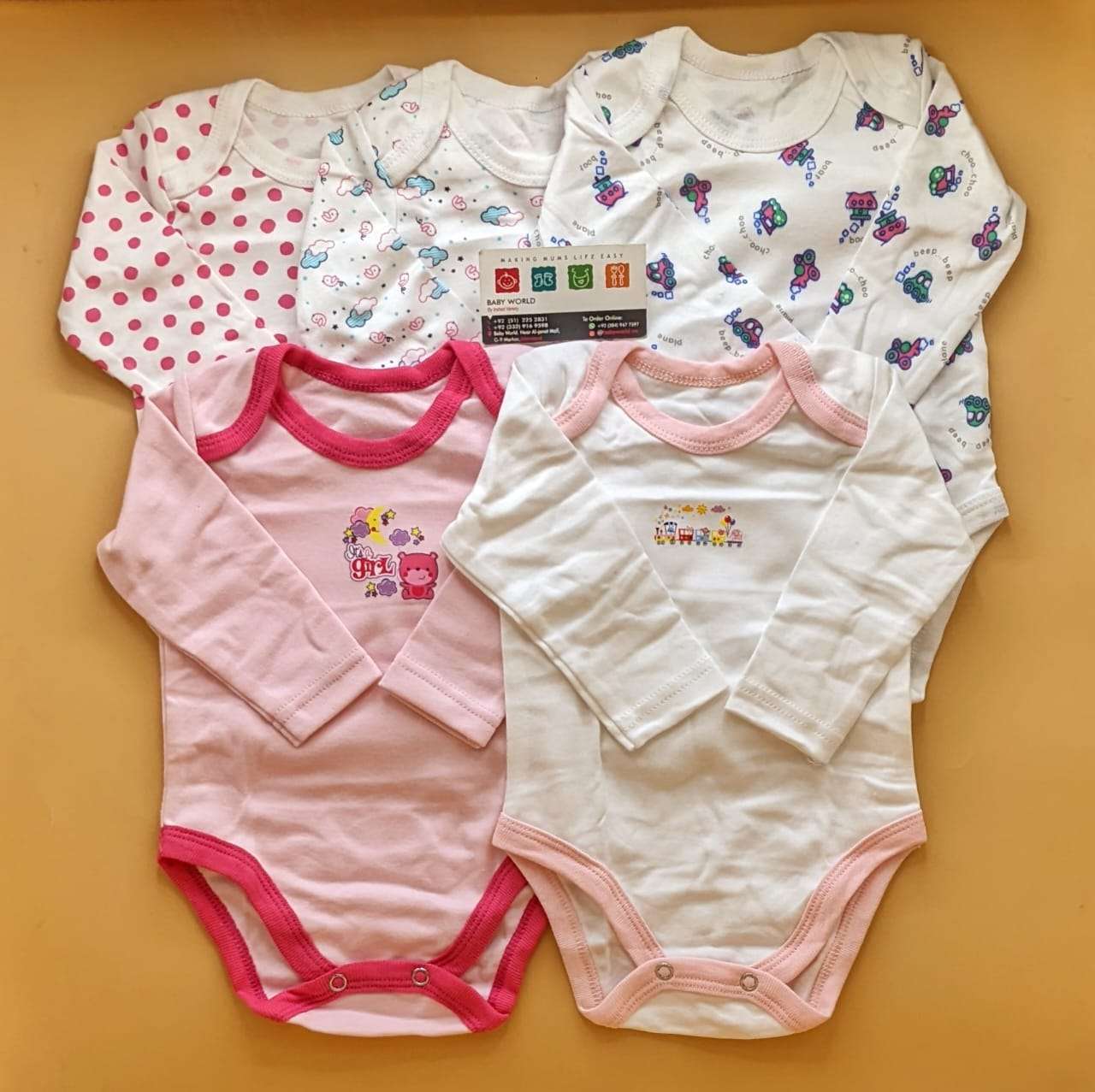 Pack of 5 bodysuits - Pink/White