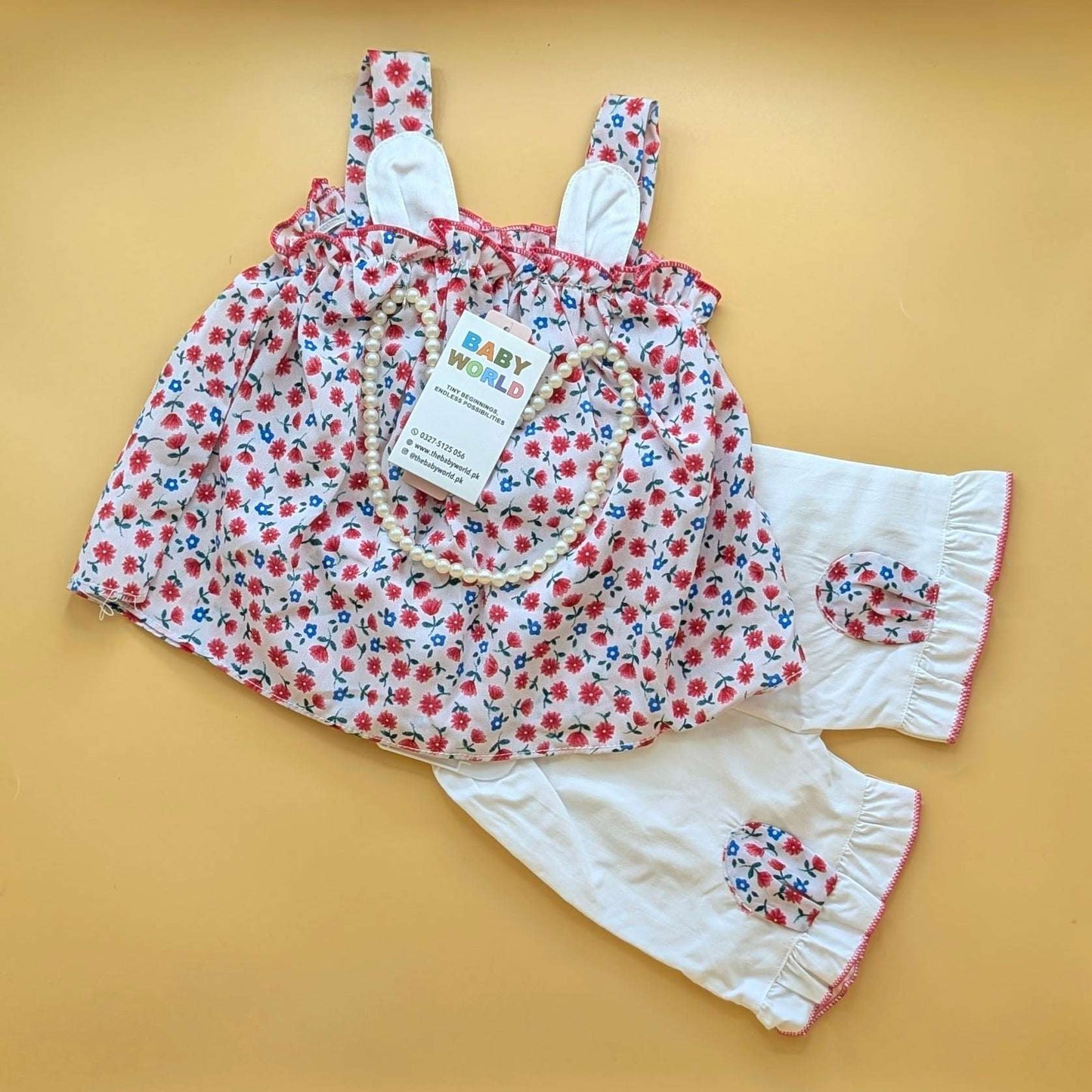 Baby Frock with Pants, Mala & Headband - Floral