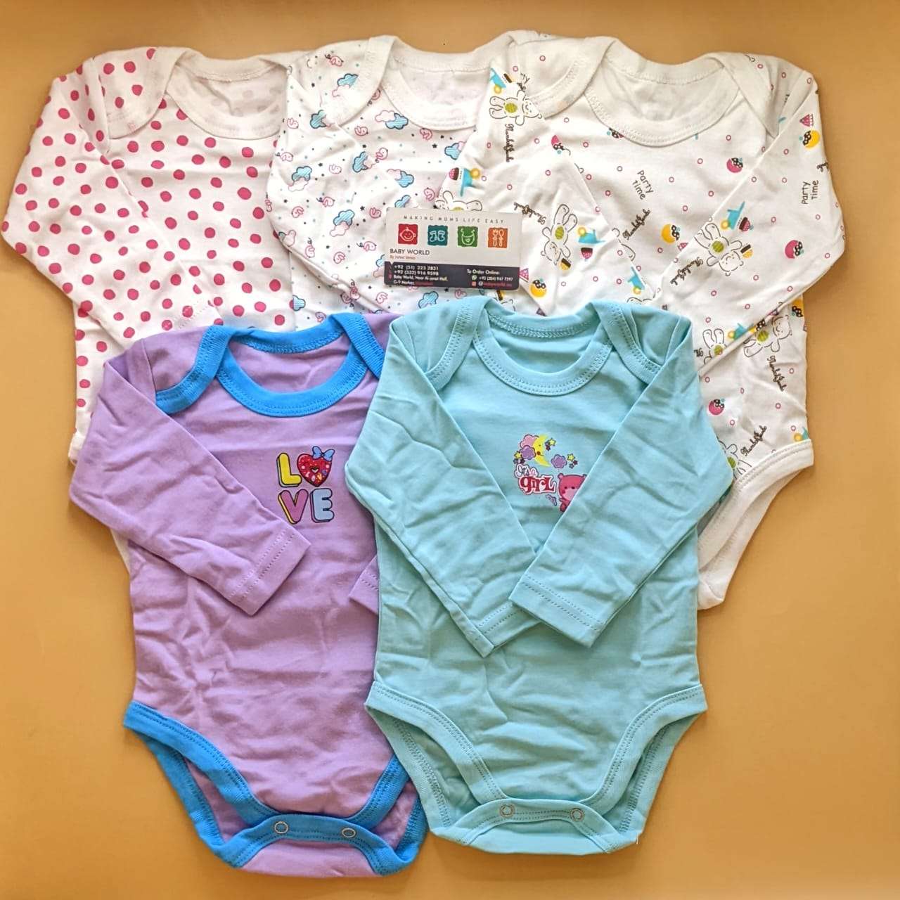 Pack of 5 bodysuits - Purple/Green