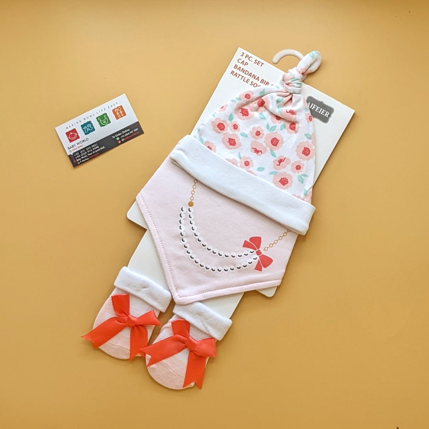 Cap, Bib & Booties Set