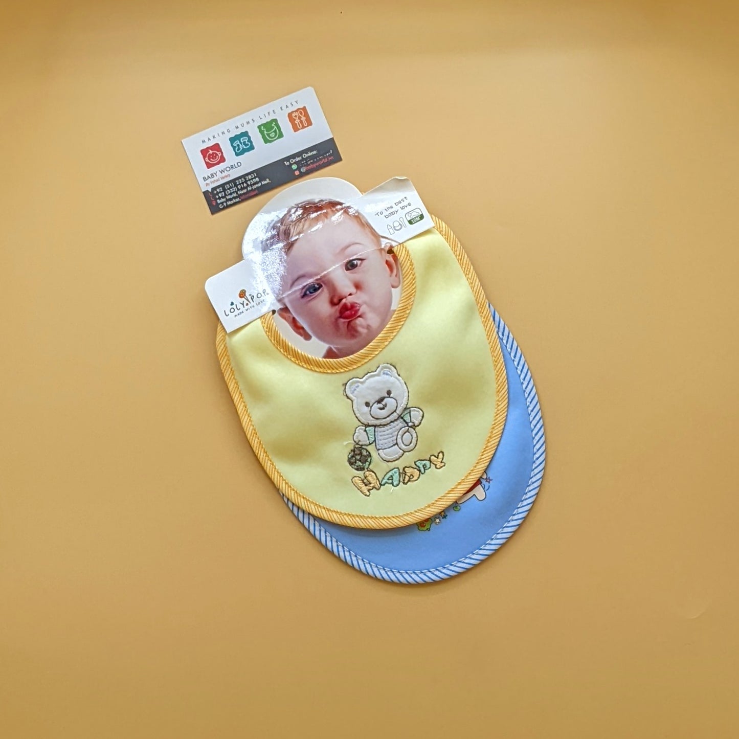 Pack of 2 Bibs - Happy Bear