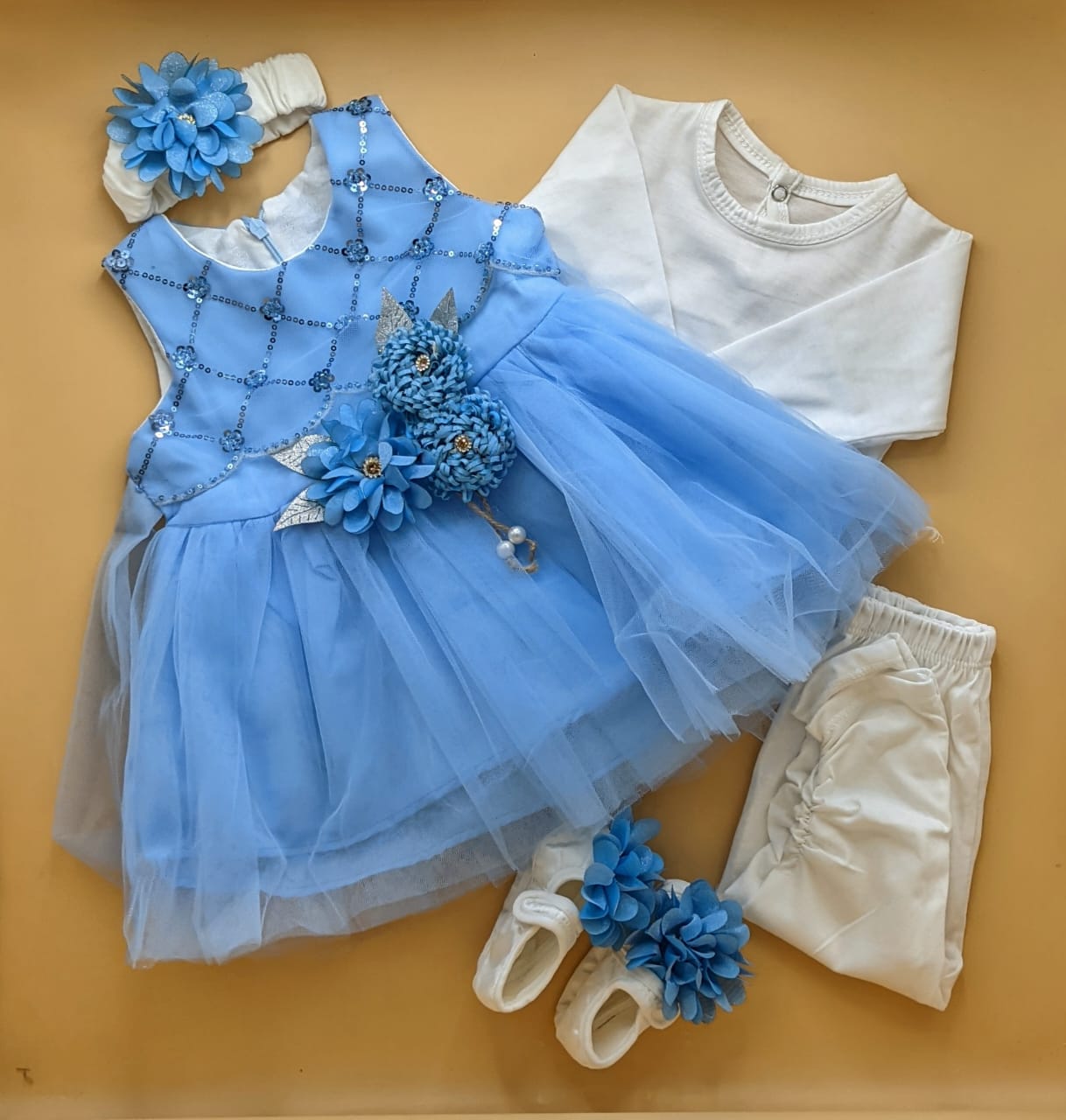 5 Pieces Frock Set