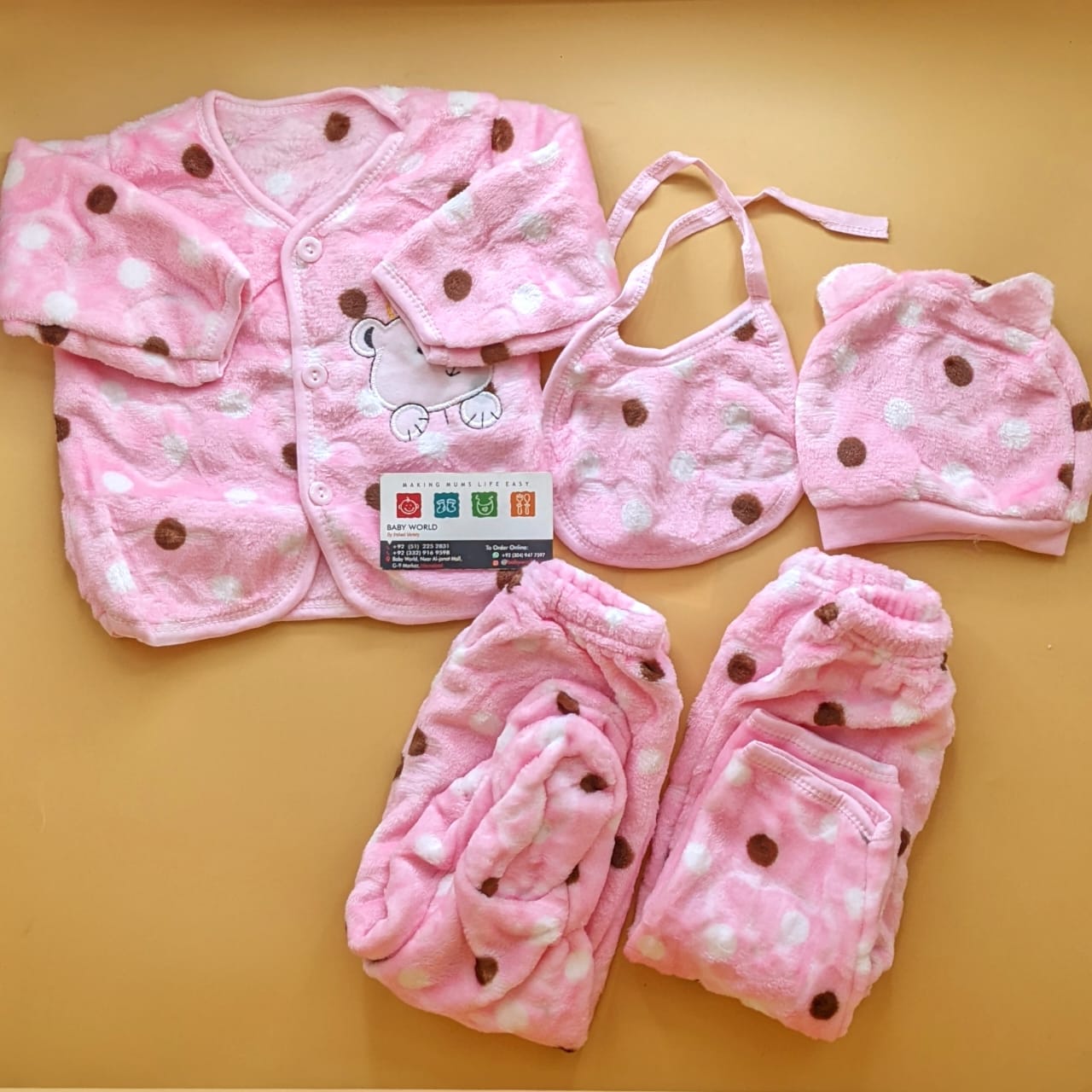 5 Pieces Suit Set - Winter - Furr - Dots
