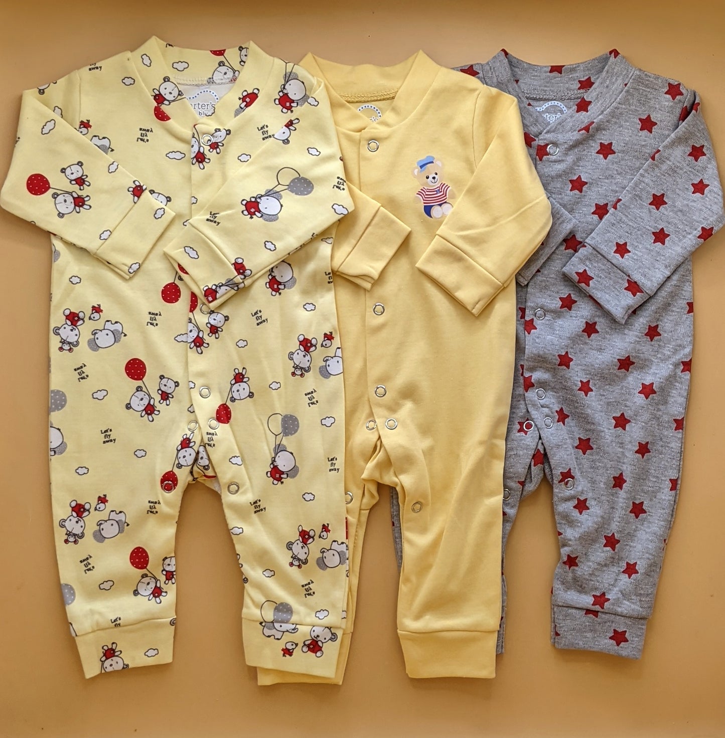 Pack of 3 Rompers - Yellow - Elephant/Balloons 🎈