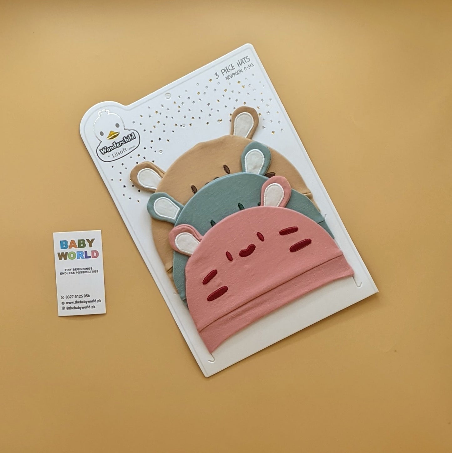 Kitty Pack of 3 Baby Caps for Newborn Babies in Pakistan