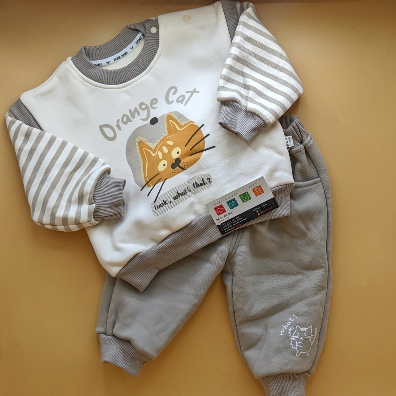 Premium Quality Baby Sweater Suit Set - Winter - Orange Cat