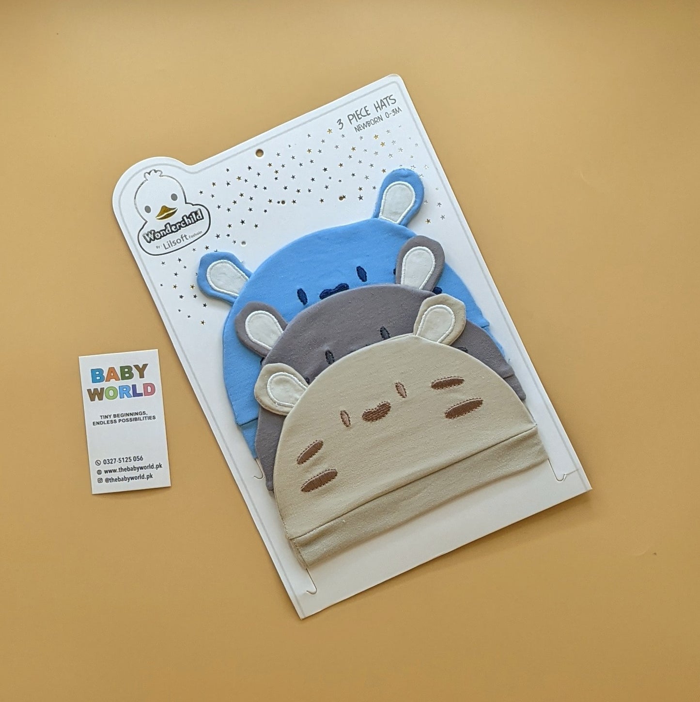 Kitty Pack of 3 Baby Caps for Newborn Babies in Pakistan