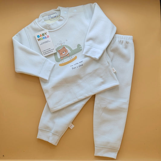 2 Pieces Premium Baby Suit - the little Bear flies a plane 🚁 - Winter