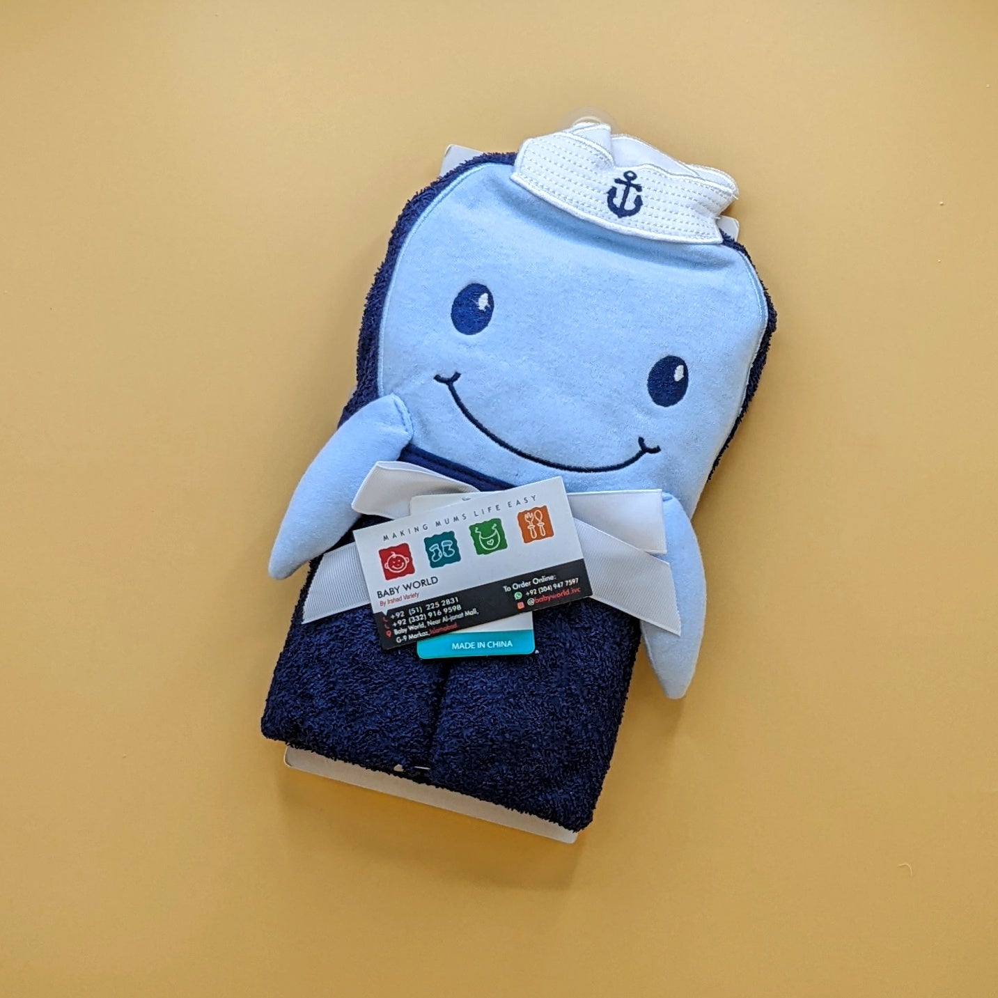 Character Hooded Bath Towel - Dolphin - Blue