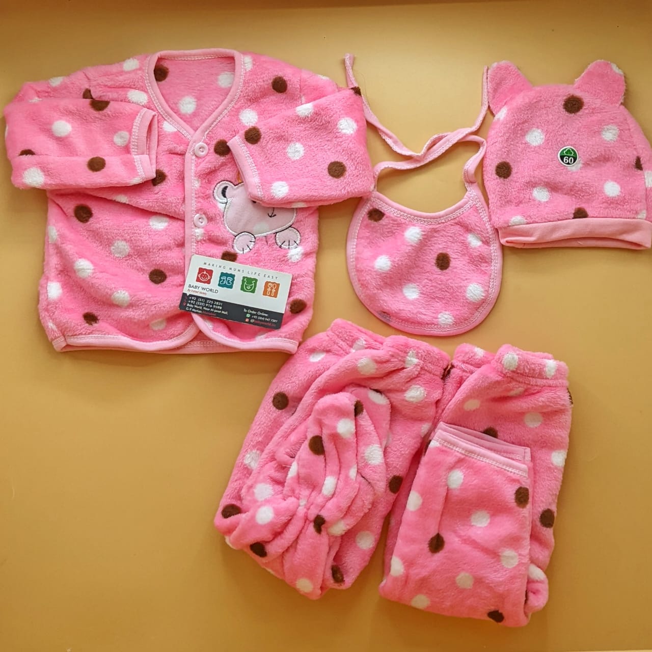 5 Pieces Suit Set - Winter - Furr - Dots