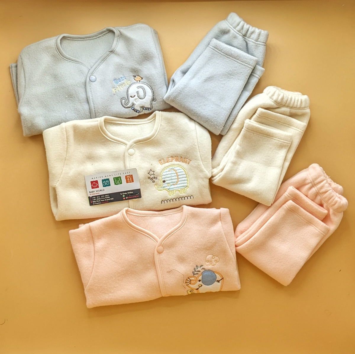 Baby Pack of 3 Suits - Winter - Beige/Peach/Grey