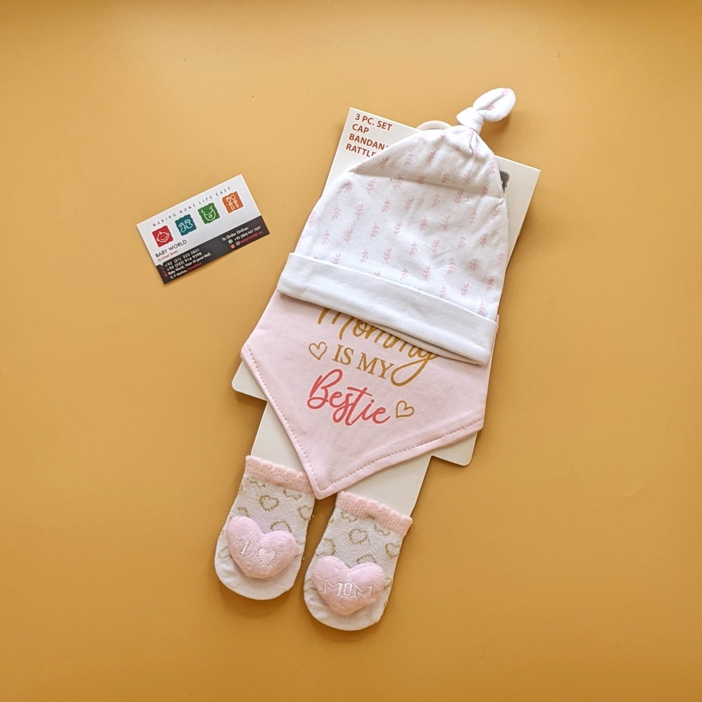 Cap, Bib & Booties Set
