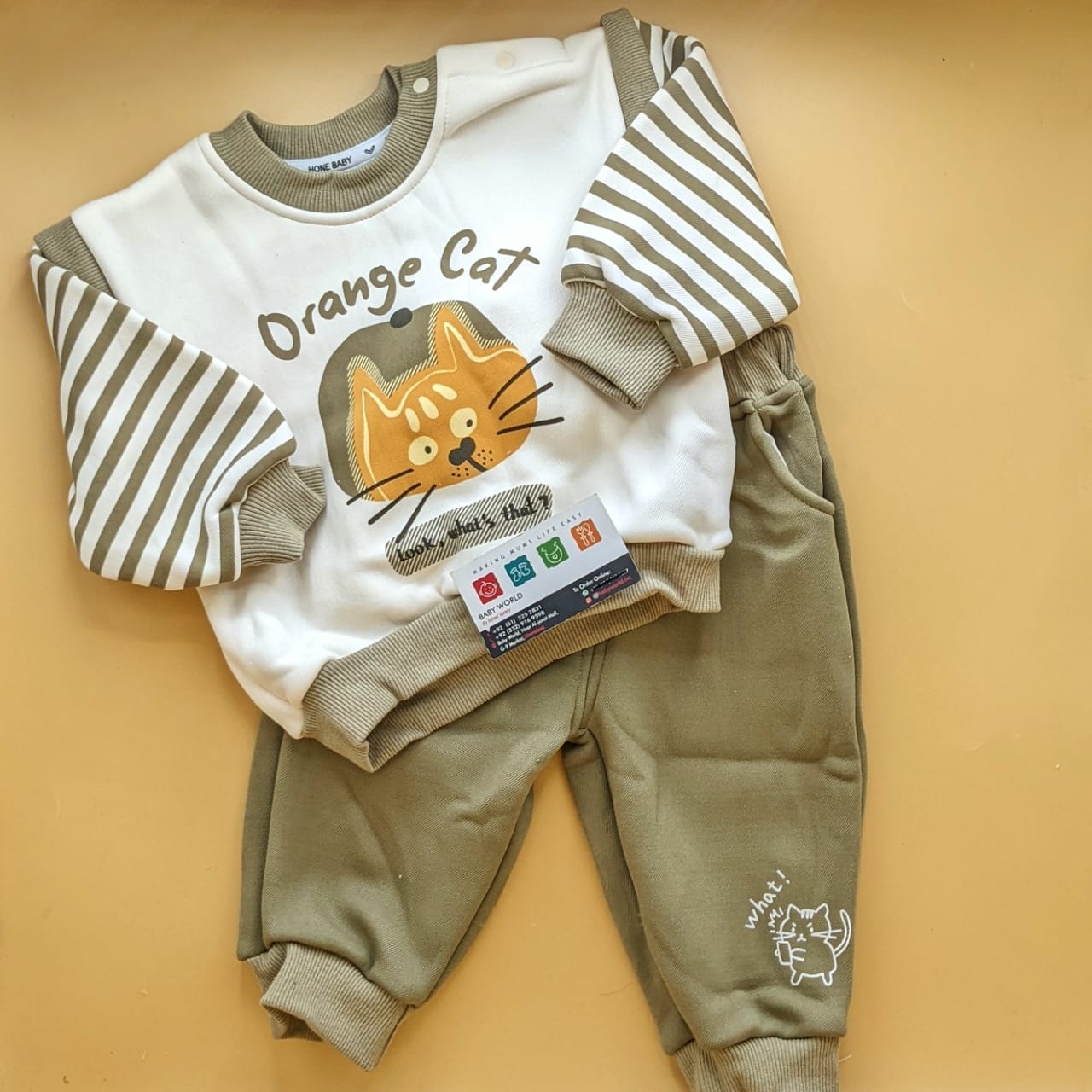 Premium Quality Baby Sweater Suit Set - Winter - Orange Cat