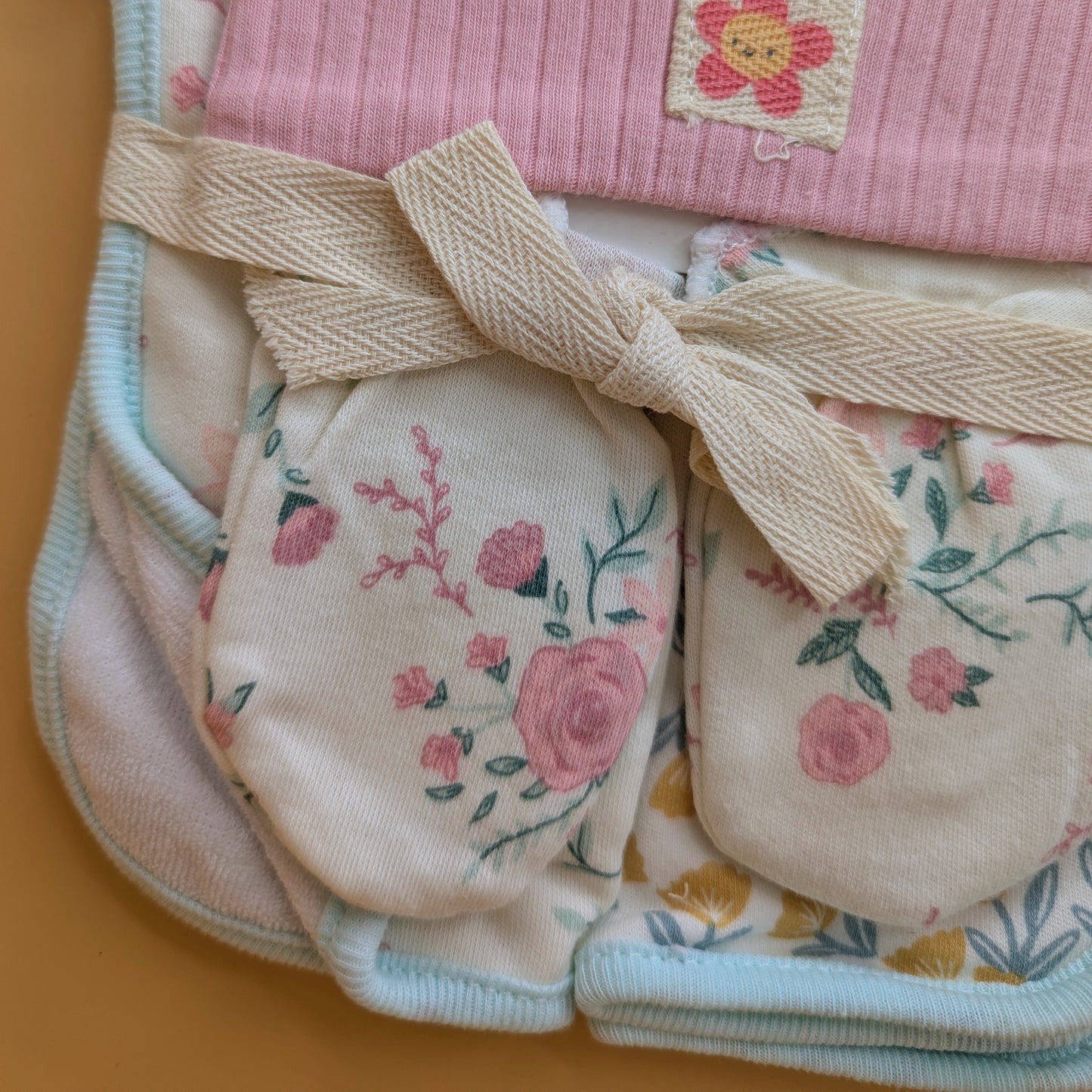 Baby Cap, Mittens, & Burp Set