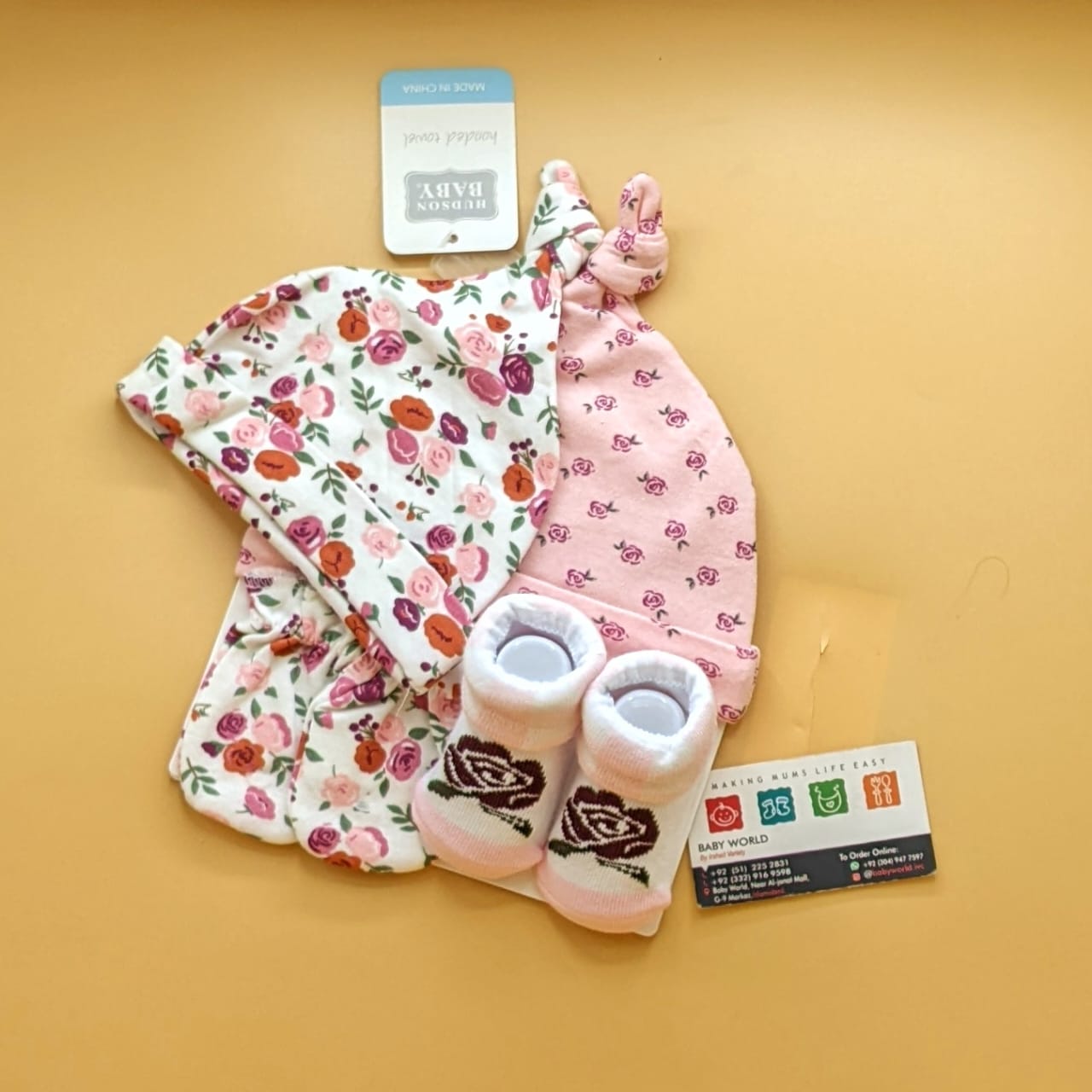 Pack of 2 Caps, Mittens & Booties Set