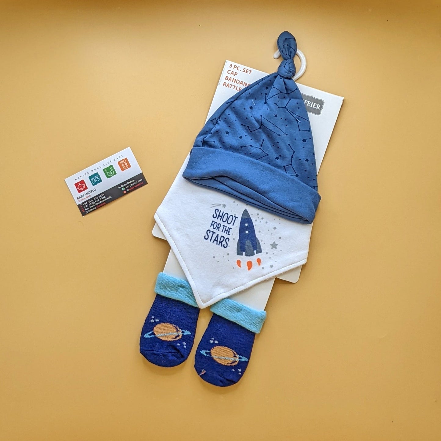 Cap, Bib & Booties Set