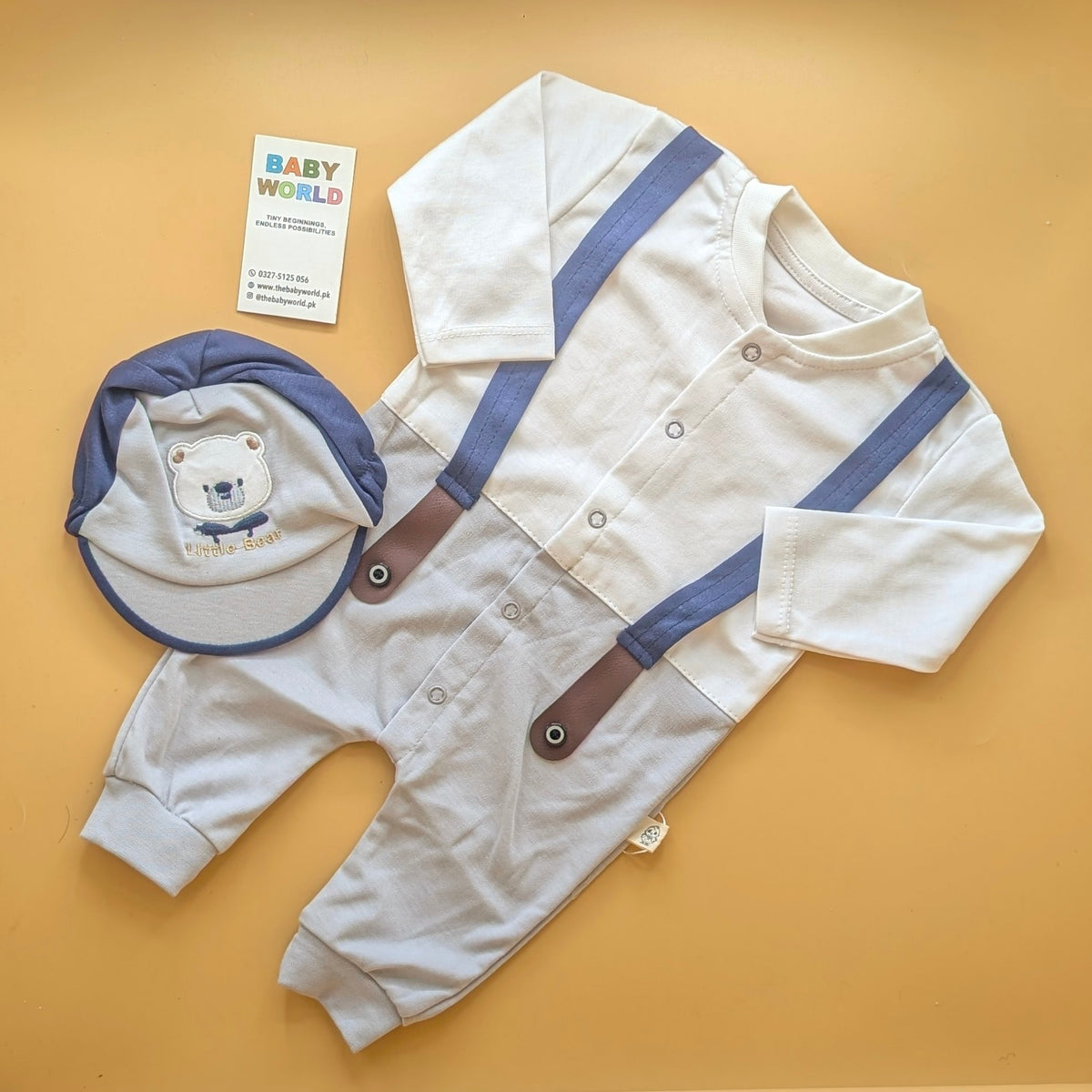 Baby Romper with Cap - Bow/Stripes