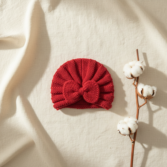 Wool Cap Bow Flat Lay