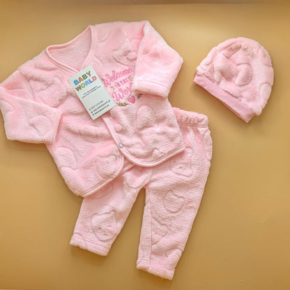 Premium Baby Furr Suit with Cap - Welcome to the World - Winter