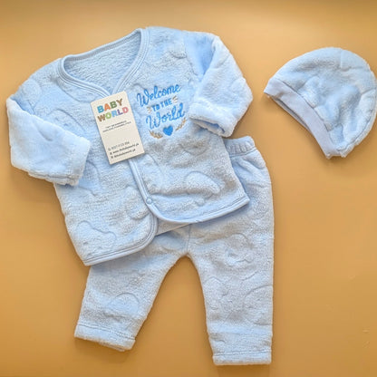 Premium Baby Furr Suit with Cap - Welcome to the World - Winter