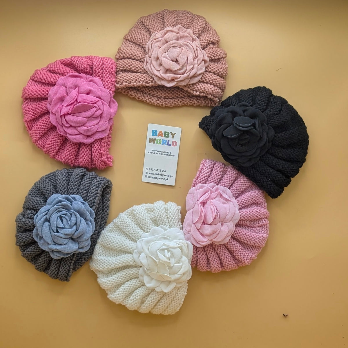 Baby Wool Cap - Floral - Winter