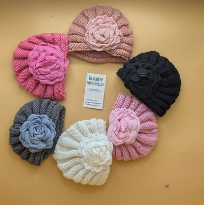 Baby Wool Cap - Floral - Winter