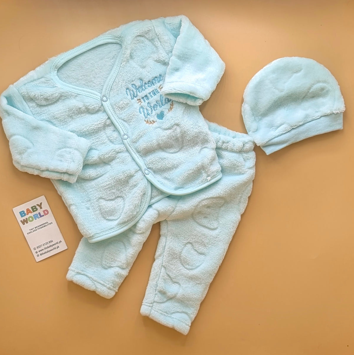 Premium Baby Furr Suit with Cap - Welcome to the World - Winter