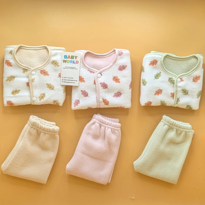 Baby Pack of 3 Suits - Winter - Leaves 🍂 - Skin, Green, Pink
