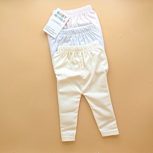 Baby Pack of 3 Pajamas (Trousers) - Light Pink, Grey, Cream