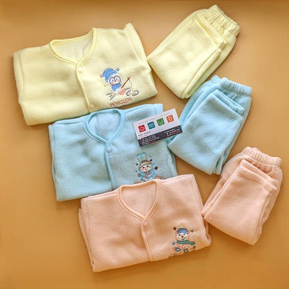 Baby Pack of 3 Suits - Winter - Yellow/Sea Green/Peach