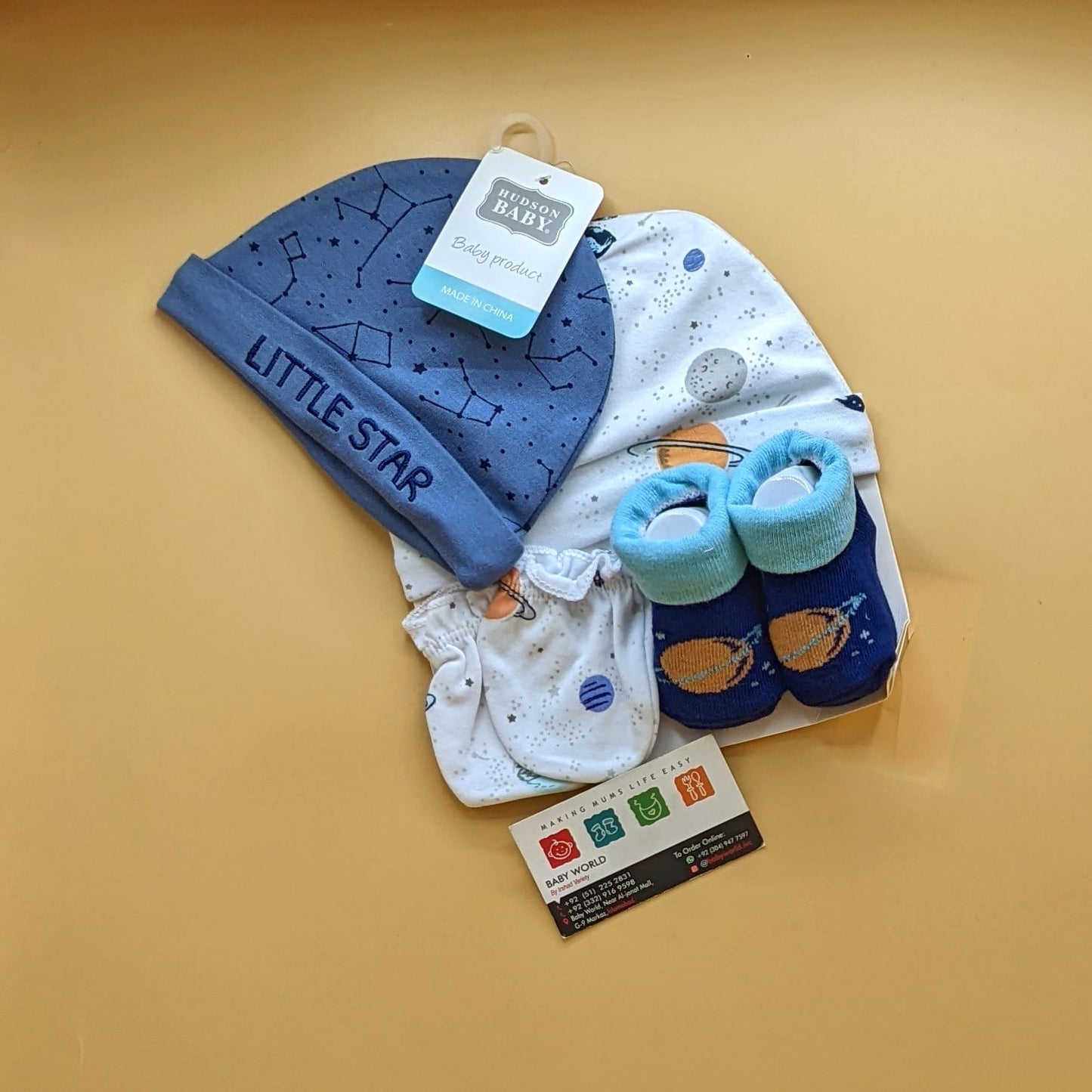 Pack of 2 Caps, Mittens & Booties Set