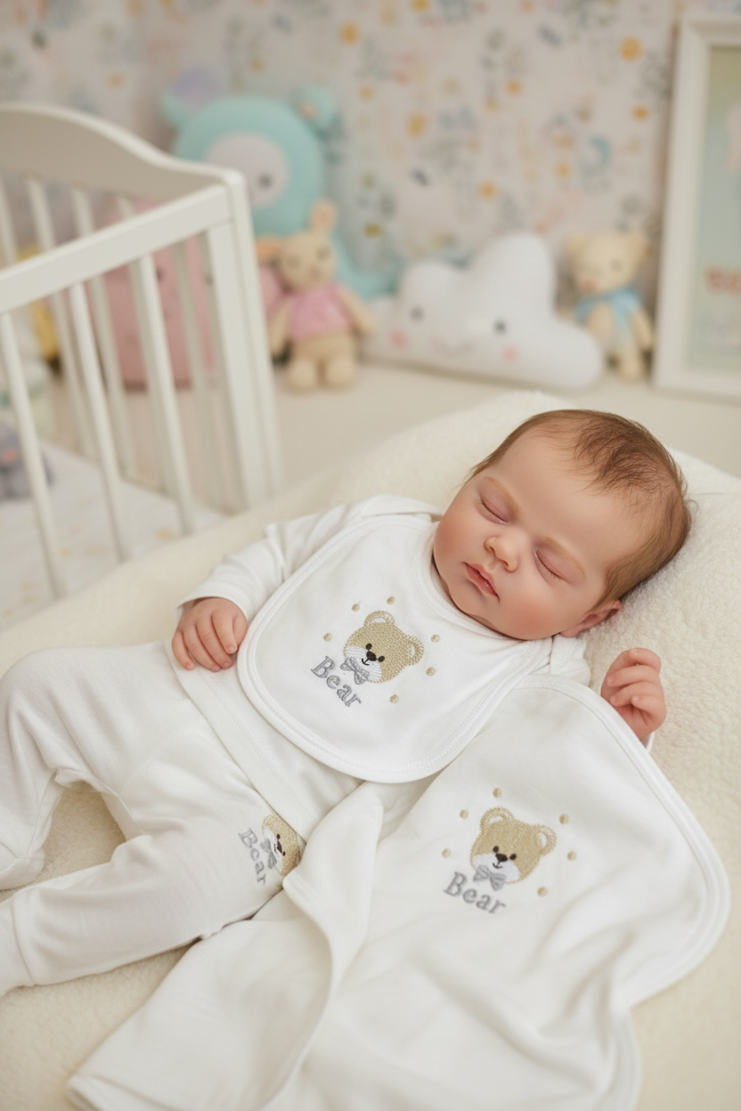 Baby Model - Bear White with Swaddle Sheet