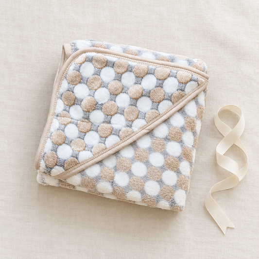 Beige circle-pattern blanket gift styling