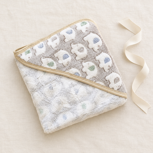 Beige elephant blanket gift styling
