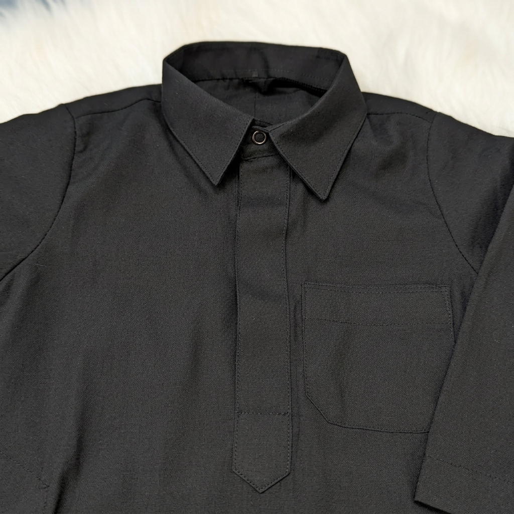 Black baby thobe collar detail