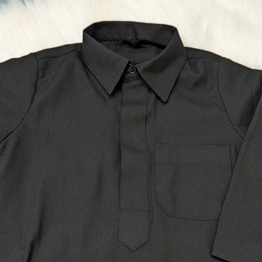 Black baby thobe collar detail