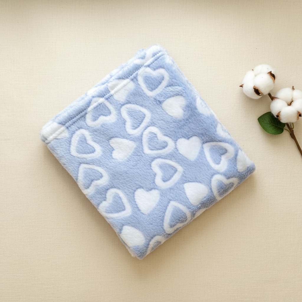 Hearts Blanket Flat Lay