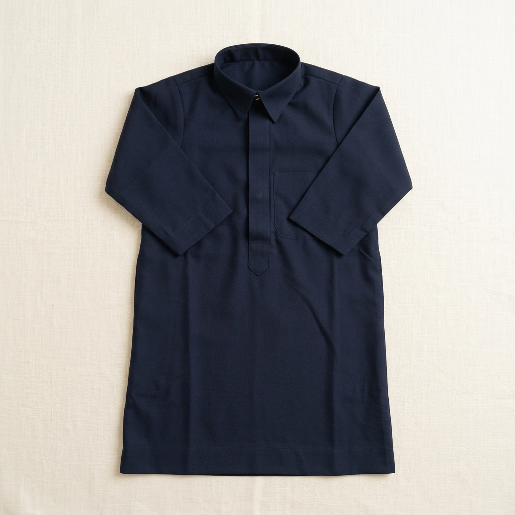 Navy-blue baby thobe flat lay