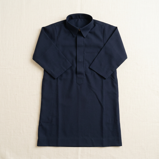 Navy-blue baby thobe flat lay
