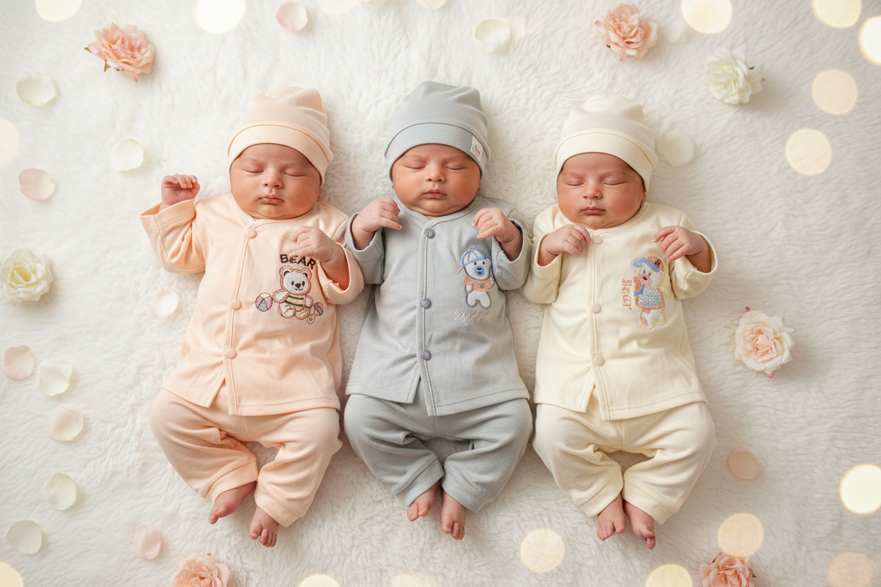 Pack of 3 Suits - Beige, Grey & Peach