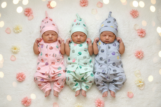 Pack of 3 Suits - Circle - Pink, Green & Grey