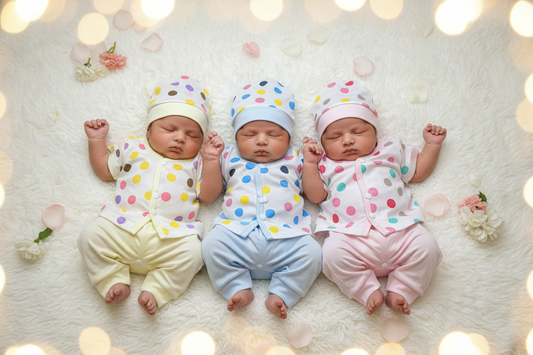 Pack of 3 Suits - Dots - Yellow, Blue & Pink