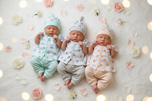 Pack of 3 Suits - Heart - Green, Grey & Peach