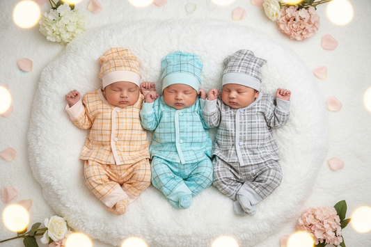 Pack of 3 Suits - Pattern - Peach, Green & Grey